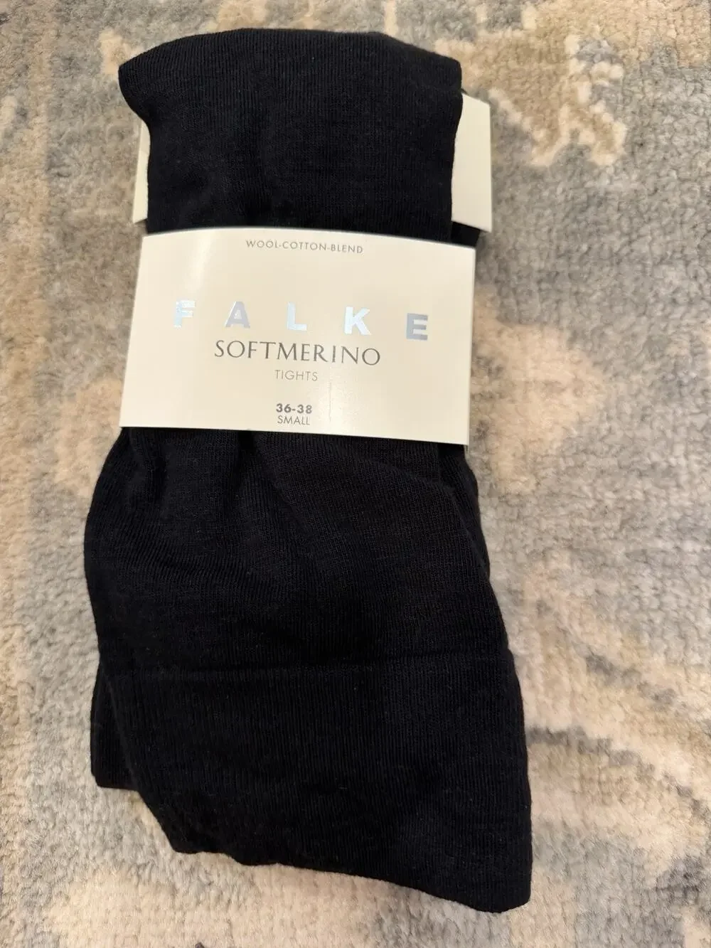 FALKE Soft Merino Tights Black 36-38 Sz S Womens Wool Cotton Blend NWT $73